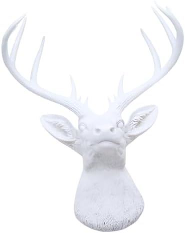 White Resin 10-Point Deer Head Wall Sculpture