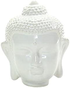 HomArt Shiny White Small Buddha Head Statue 550-Inch Height Ceramic