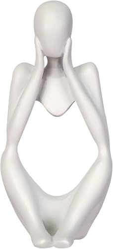 Creative Resin Thinker Abstract Art Sculpture White Small