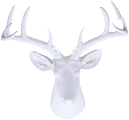 White Resin 10-Point Deer Head Wall Sculpture