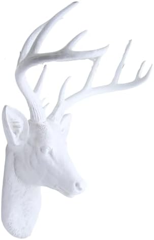 White Resin 10-Point Deer Head Wall Sculpture