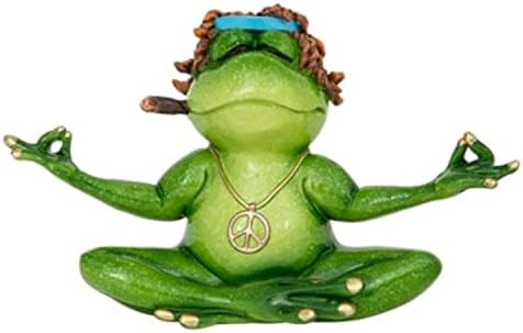 Meditating Yoga Frog Figurine Home Office Desk Decor