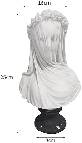 Veiled Maiden Bust Statue Gothic Home Decor