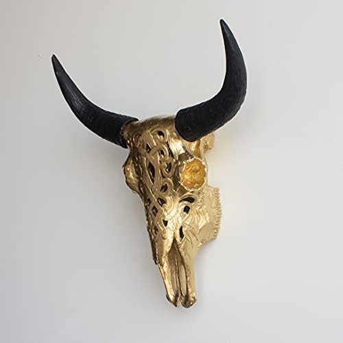 Faux Taxidermy Decorative Bison Skull GoldBlack