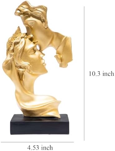 Hodao Golden Couple Kissing Sculpture - Modern Minimalist Art Statue