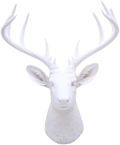 White Resin 10-Point Deer Head Wall Sculpture