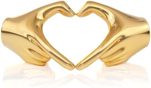 Gold Heart Hands Sculpture Love Finger Statue Home Decor Accent