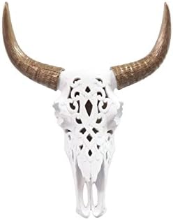Faux Taxidermy Bison Skull Decor WhiteBronze