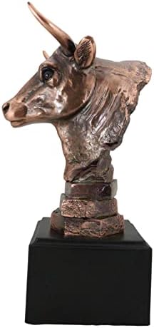 Ebros Gift Wildlife Bull Head Statue Bronze Electroplated