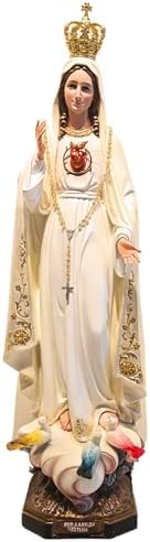 YouFine Our Lady of Fatima Hand-Painted Resin Statue 524 Inches Tall