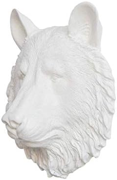 Near and Deer MBE01 Faux Taxidermy Bear Head Wall Mount White Mini