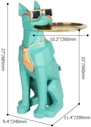 Modern Resin Dog Sculpture Geometric Standing Statue with Tissue Storage Green
