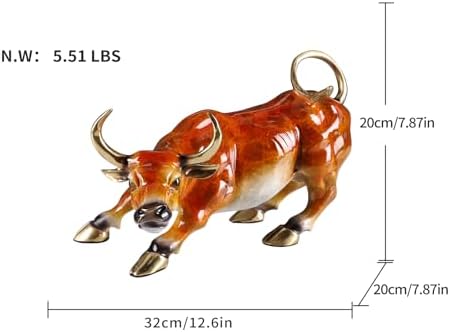 Wall Street Charging Bull Sculpture - Brass with Amber Finish and Gold Accents