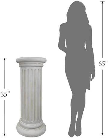 Extra Large Greek Roman Column Statue with Pedestal 354H White