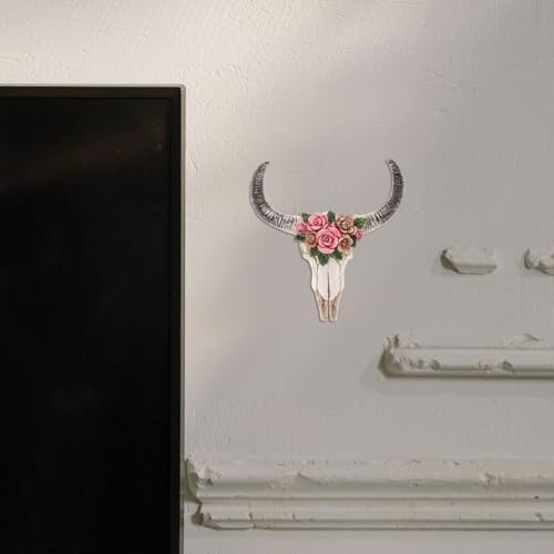 Luxshiny Floral Cow Skull Wall Decor 3D Sculpture
