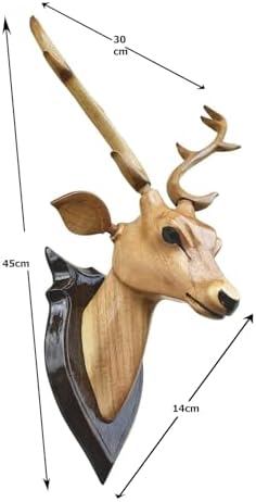 Handcrafted Deer Head Wall Sculpture - Wooden Decor Accent
