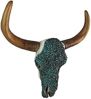 Southwestern Turquoise Pebble Longhorn Bull Cow Skull Wall Dcor