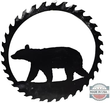 Black Metal Saw Blade Bear Wall Sculpture Rustic Decor