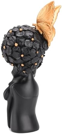 BRABUD Resin Girl Statue with Butterfly Black Sculpture