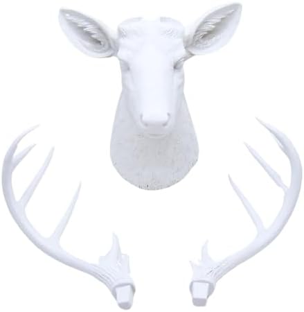 White Resin 10-Point Deer Head Wall Sculpture