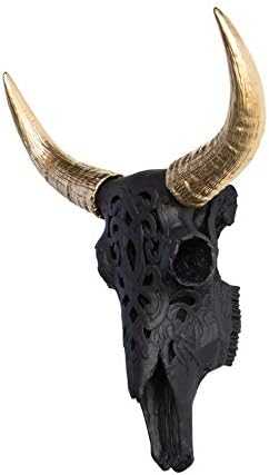 Faux Taxidermy Bison Skull Wall Sculpture BlackGold