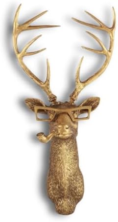 DAUERHAFT Deer Head Wall Sculpture with Glasses and Pipe
