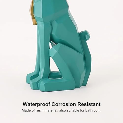 Modern Resin Dog Sculpture Geometric Standing Statue with Tissue Storage Green