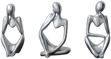 Abstract Resin Thinker Statue - Silver