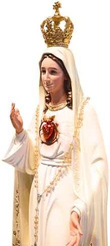 YouFine Our Lady of Fatima Hand-Painted Resin Statue 524 Inches Tall