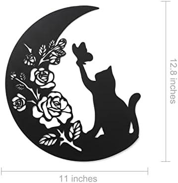 Scwhousi Black Cat on Moon Wall Sculpture