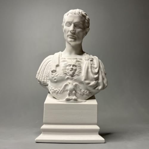 Julius Caesar Roman Bust Statue - White Plaster Decor