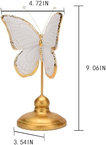 BRABUD Resin Butterfly Statue Gold White Modern Decor