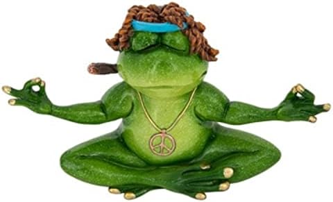 Meditating Yoga Frog Figurine Home Office Desk Decor