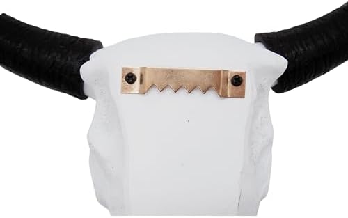 White Tribal Cow Skull Wall Decor with Black Horns