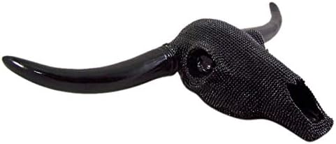 Black Beaded Steer Skull Wall Mounted 10 Inch