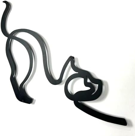 Minimalist Cat Figure Metal Wall Art 18x14 Inch