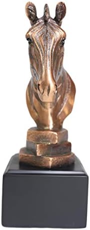 Ebros Safari Zebra Horse Head Bronze Statue with Trophy Base