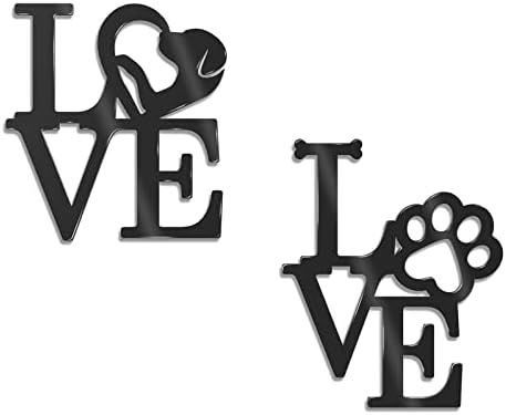 KOYILTD 2PCS Black Love with Paw Print Wall Decor