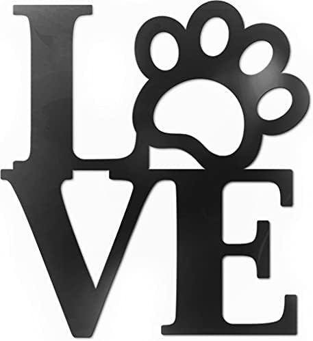 Vivegate Love with Paw Print Wall Decor Black Metal Art