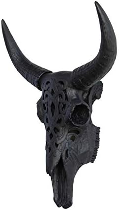 Faux Taxidermy Bison Skull Decor Black