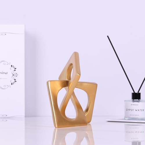 Modern Geometric Sculpture Gold Knot Statue Decor