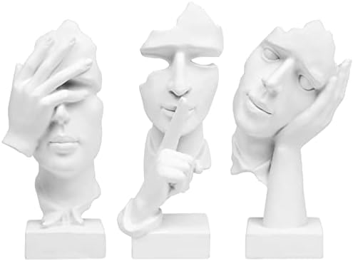 3 Pcs Thinker Statue Abstract Art Resin Sculptures Home Decor