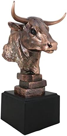 Ebros Gift Wildlife Bull Head Statue Bronze Electroplated