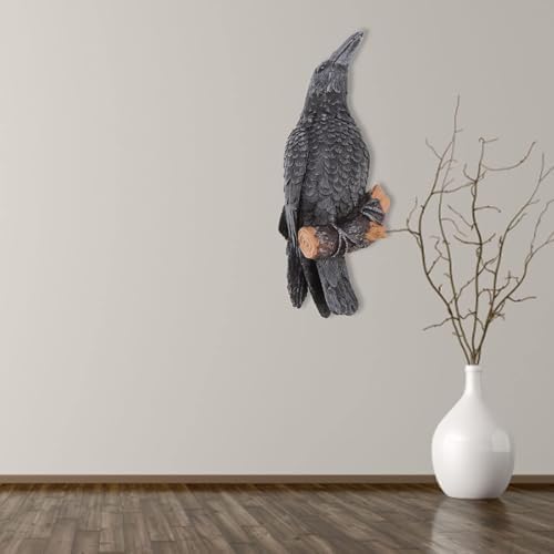 Cyrank Resin Raven Statue Black Wall Mountable Decor