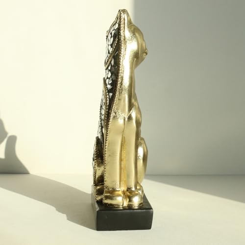 Lukitas Sitting Cat Figurine Gold Silver Mosaic Statue