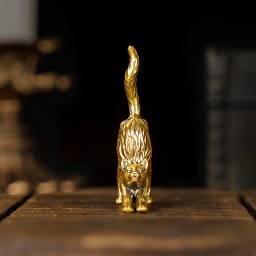 CHOVY Retro Seductive Cat Sculpture Solid Brass Art
