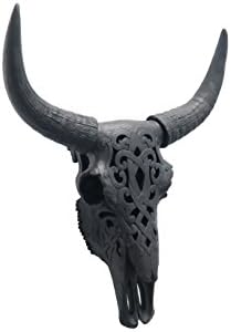 Faux Taxidermy Bison Skull Decor Black