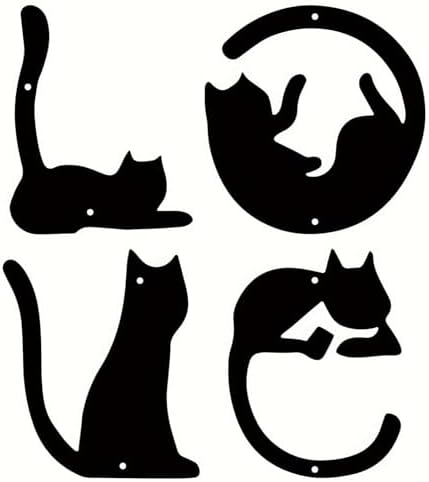 LONG XIN 4PCS Metal Cat Wall Art Decor