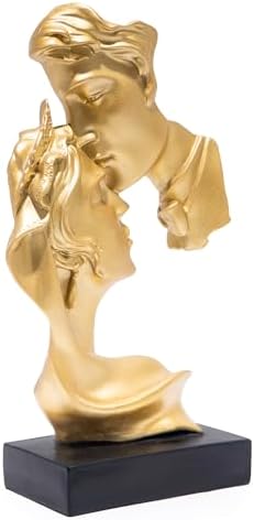 Hodao Golden Couple Kissing Sculpture - Modern Minimalist Art Statue