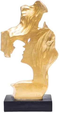 Hodao Golden Couple Kissing Sculpture - Modern Minimalist Art Statue